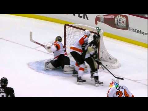 Chris Kunitz goal. Philadelphia Flyers vs Pittsburgh Penguins 1 April 2012. NHL Hockey