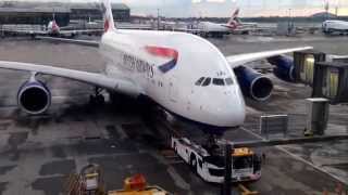 British Airways A380 push back and start up!!