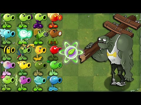 PvZ 2 Challenge - Every PEA Plants 3 POWER-UP vs Gargantuar Zombie - Who Will Win?