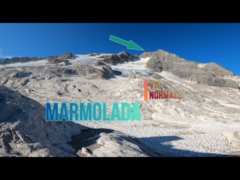 Salita a Punta Penia 3343m, vetta della Marmolada. via normale