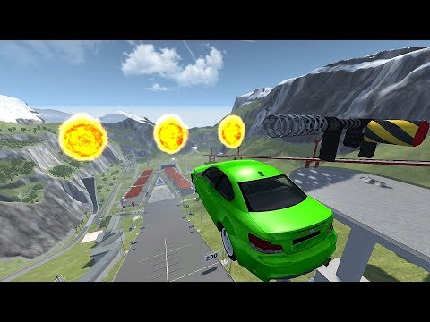 Cars Jumping through Fireballs - Beamng drive (Giant Flamethrower)