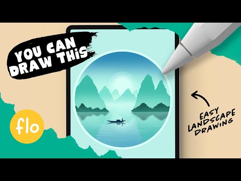 You Can Draw This CALM SUNRISE LANDSCAPE in PROCREATE - Plus FREE Procreate Brush