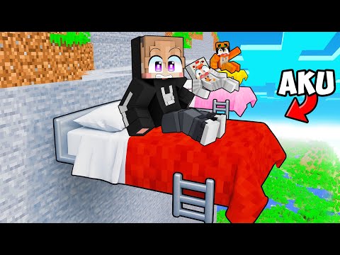 WE SLEEP ON THE EDGE OF THE MOST DANGEROUS CUBE IN MINECRAFT!!