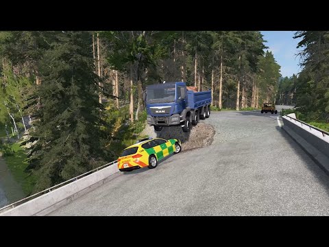 Cars vs Broken Bridge #1 Car Driving Simulator., Bus school, Super Cars, Truck 🚛 BeamNG.Drive