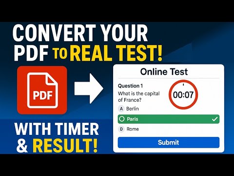 Convert PDF Mock Test into Real Online Quiz | Add Timer, Result & Marking System (HTML Tutorial)