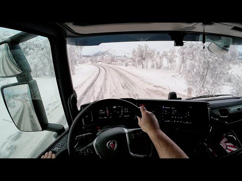 POV Driving Scania 590S V8 - Nordic Horizons winter mod!