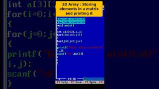 Input And Display The Matrix Using 2D Array In C Part 94 | C Programming #ytshorts #youtubeshorts