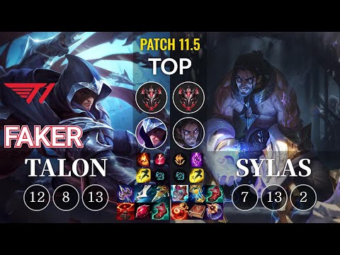T1 Faker Talon vs Sylas Top - KR Patch 11.5