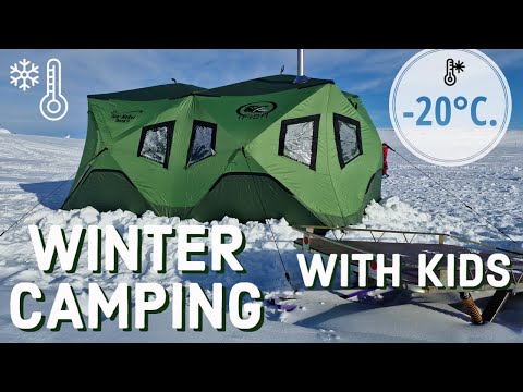 Arctic Winter Camping With Kids -20°C - IFISH IceHotel Nord 9P Isfisketelt