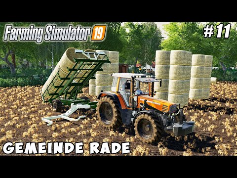Salling straw bales, plowing, liming | Gemeinde Rade | Farming simulator 19 | Timelapse #11