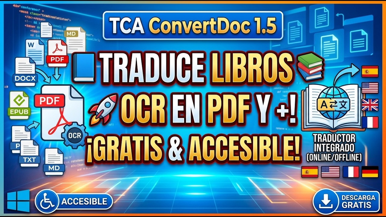 📘 TCA ConvertDoc 1.5: OCR en PDF, 🚀 traduce libros y más!