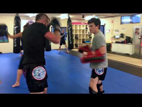 Hitting Pads at Chopper Muay Thai