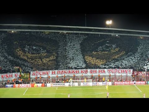 Torcida do Estrela Vermelha fez um mosaico fantástico na Liga Europa 13.02.2018