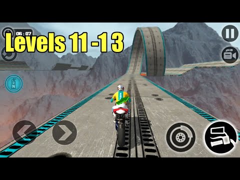 Impossible Moto Bike Tracks 3D - Red Moto Bike Driving Stunts Simulator Levels 11-13 Gameplay 2017