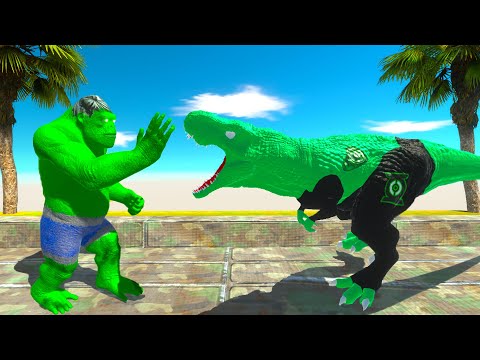GREEN T-REX vs GREEN GORO DEATH RUN - Animal Revolt Battle Simulator