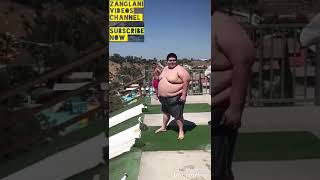 Most funny video fat man jumped swimming pool