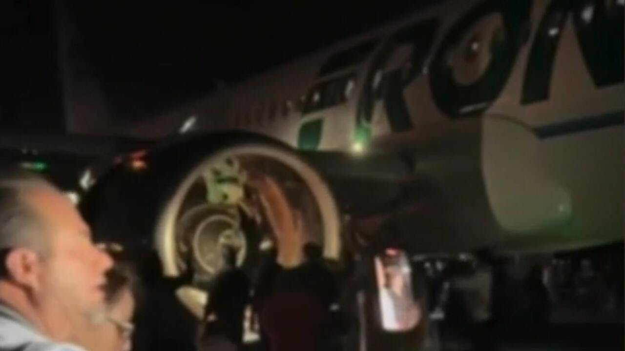 Flames erupt from Frontier plane after trespasser struck and killed