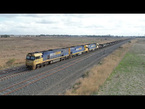 3XM4 Pacific National Steel Train Filmed By Drone (6/4/2022) - PoathTV Australian Railways