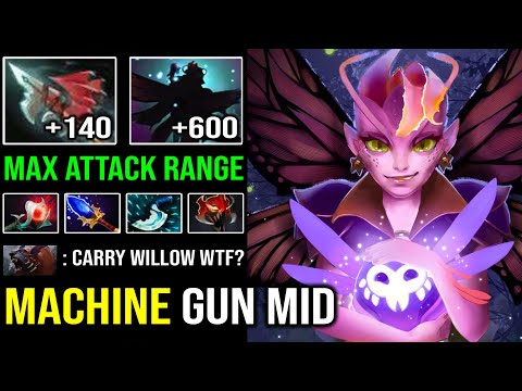 Dark Willow is Not a Support!! NEW Mid Hero Aghanim + Madness Machine Gun 7.28c Max Range DotA 2