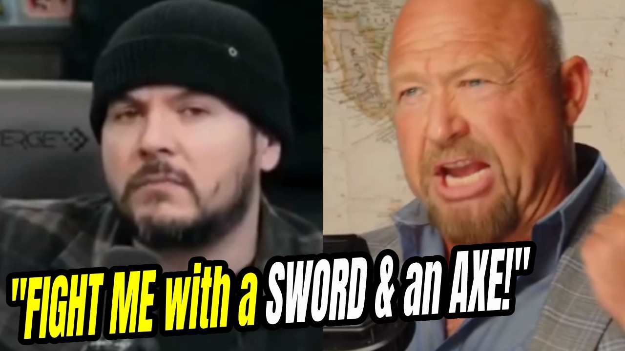 CRINGE INSANITY: Alex Jones Challenges Tim Pool to MORTAL COMBAT with an AXE, SWORD and GUN (Video)