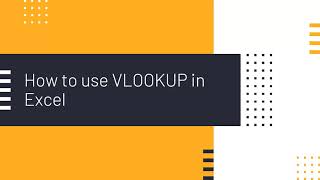 How to use VLOOKUP in Excel