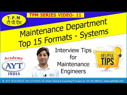 USEFULL Tips - Maintenance Engineers| Maintenance Department - Top 15 Formats - Systems |AYT India