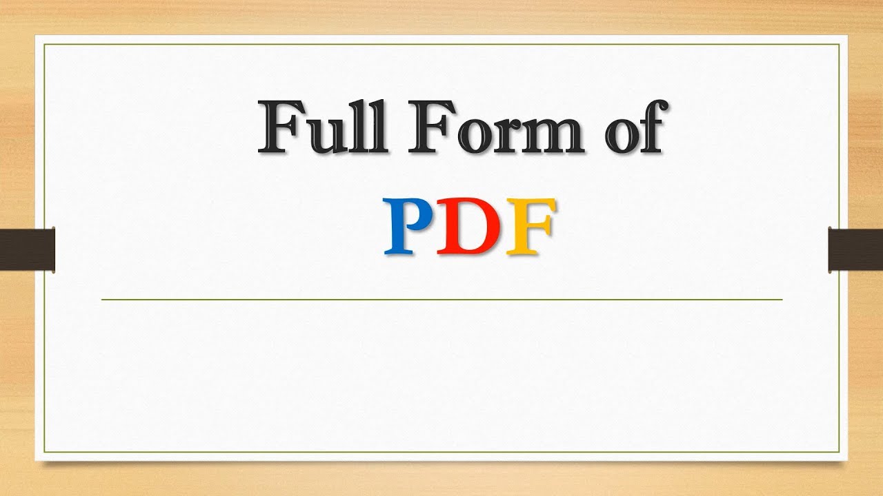 Full Form of PDF || Did You Know?