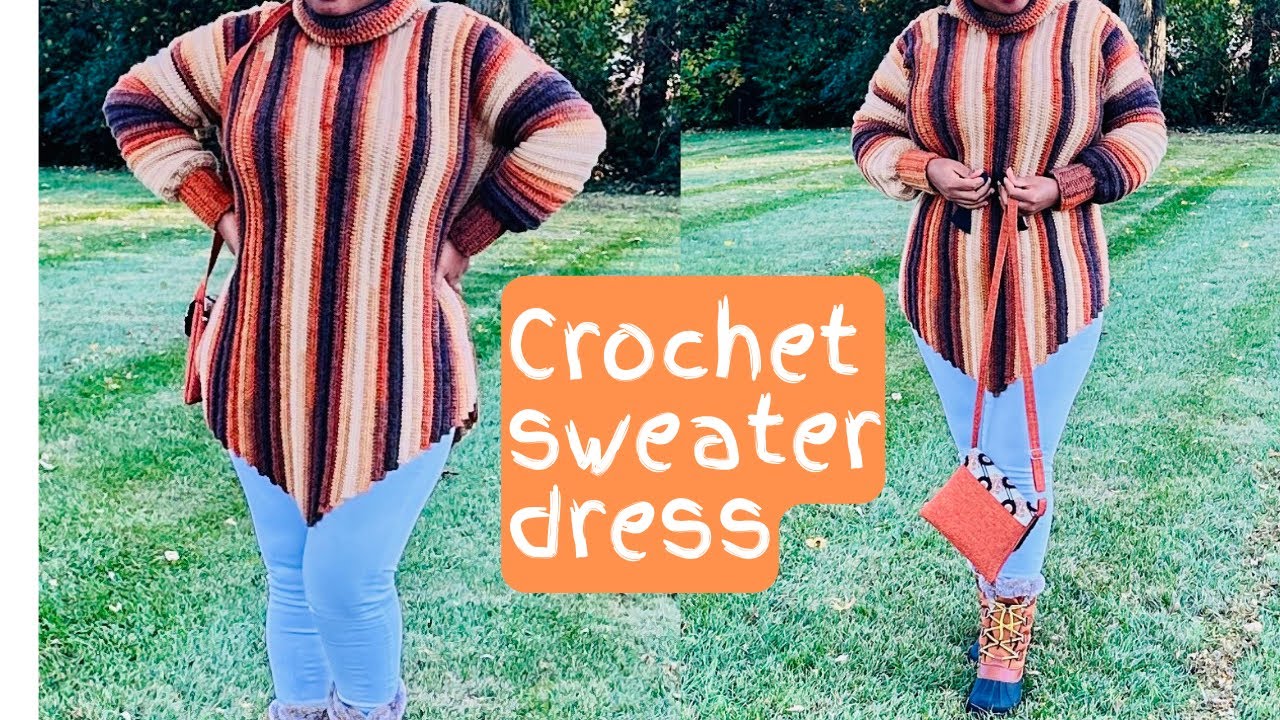 Watch Crochet turtle neck sweater dress now Crochet turtle neck sweater dress