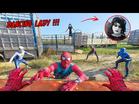 8 SPIDER-MAN Bros Meet Serbian Dancing Lady in Abandoned Container Area ( Intense POV )