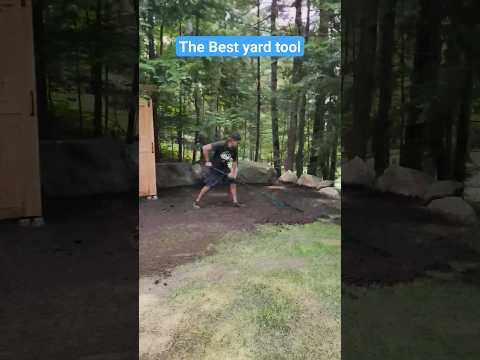The secret to a flat level yard - a lawn leveling rake #yardtool #yardwork #lawncare #lawnleveling
