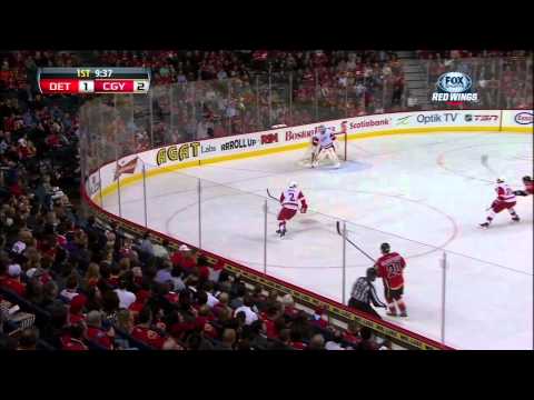Jay Bouwmeester goal 2-1 Mar 13 2013 Detroit Red Wings vs Calgary Flames NHL Hockey