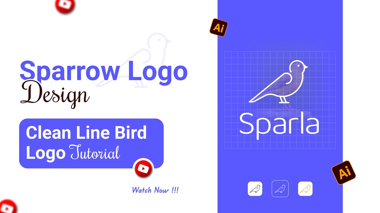 How To Design a Modern Minimalist Sparrow Logo from Sketch to Vector in Adobe Illustrator |Bird Logo