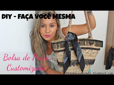 DIY - Faça você mesma: Bolsa de Praia Customizada com Cesta de Palha