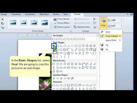 Microsoft PowerPoint 2010 Cropping a picture to a shape Video