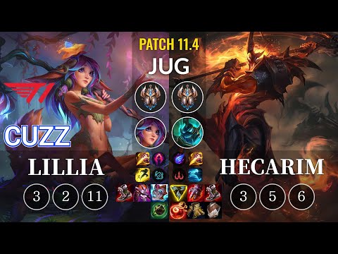 T1 Cuzz Lillia vs Hecarim Jungle - KR Patch 11.4