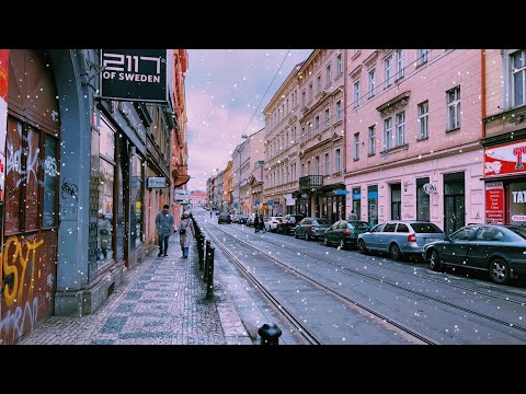 DIFFERENT PRAGUE - Walking in ANDEL Hood 4K - Snowy & Gloomy Winter Walk - Relaxing Tour HDR ASMR