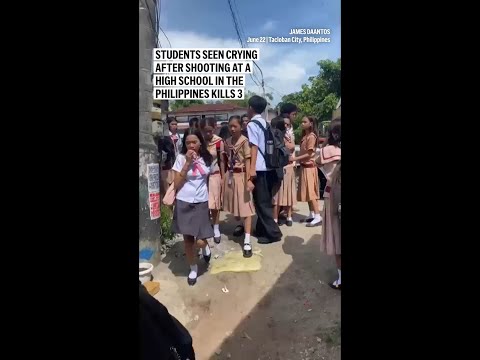 Students seen crying after shooting at a high school in the Philippines kills 3
