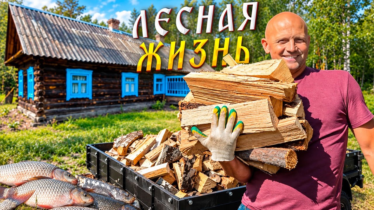 Жизнь на двух усадьбах: строим, пашем, убираем, ловим, готовим, собираем грибы