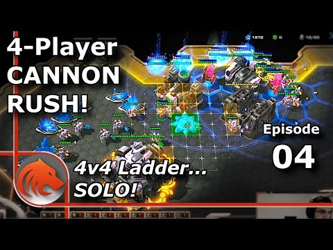 StarCraft 2: Cannon Rushing 4 Players at the SAME Time! (4v4 Ladder SOLO)
