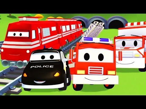 La Super Patrouille: camion de pompier et voiture de police, avec le Train et l'Ambulance à Car City