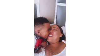 watch what Simphiwe Ngema's son does when kissing her🙊 cute moments.