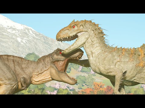 INDOMINUS REX vs ALL CARNIVORE DINOSAURS EPIC BATTLE ROYALE - Jurassic World Evolution 3