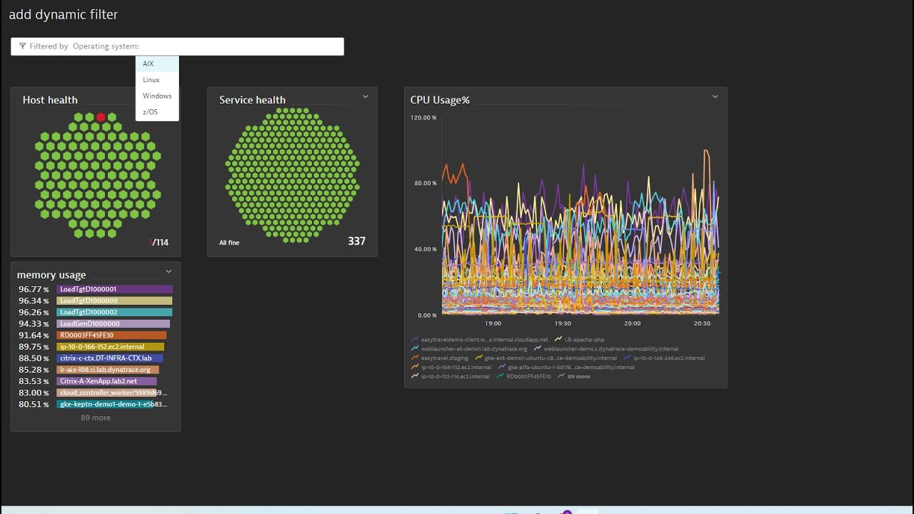 How to add Dynamic filter in Dynatrace Dashboard