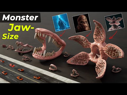 Monster Jaw Size Comparison (3D Animated) | Bloop vs Sea Eater