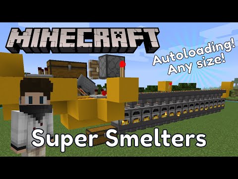 Minecraft Upgraded Super Smelter Tutorial - Autoloading and Any Size! | Redstone Tutorial