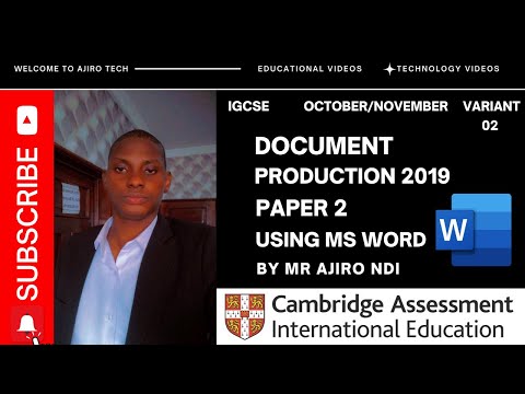 IGCSE ICT (0417/0983) Paper 2 Document Production October November 2019 Variant 02 | Microsoft Word