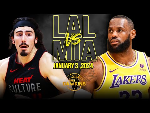 Los Angeles Lakers vs Miami Heat Full Game Highlights | January 3, 2024 | FreeDawkins