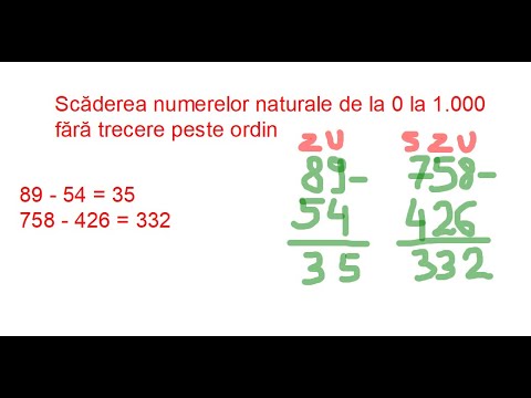 Scaderea numerelor naturale fara trecere peste ordin (0-1000)