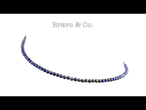 GN-022 Custom Made Sterling Silver Lapis Lazuli Gemstones Choker Men Necklace