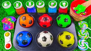 3 Minutes Satisfying with Magic Slime Lollipop Candy with Glitter Colorful Soccer Balls Cutting ASMR